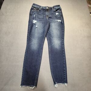 Old Navy Jeans Womens 10 Blue Rockstar Super Skinny Leg Distressed Denim Stretch